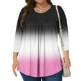 thumbnail image 1 of mfyjkho Tops Bohemios Para Mujer, Camiseta Informal Con Degradado Para Mujer, Manga Tres Cuartos Y Cuello Redondo Tops Para Salir Xxxl, 1 of 6