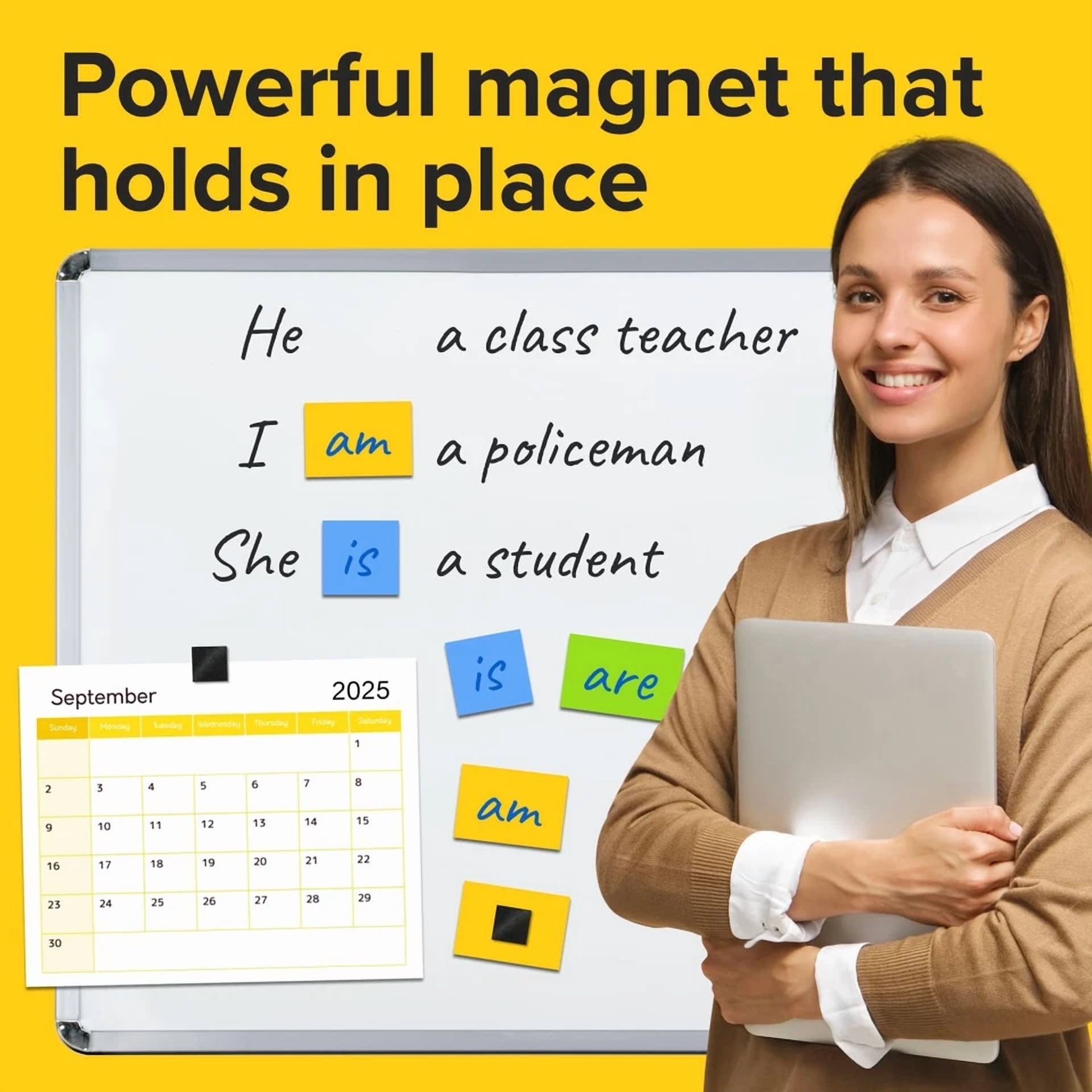 Hyper-Sticky Magnets With Adhesive Backing - Strong Magnetic Squares For Whitebo
