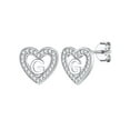 thumbnail image 1 of Pendientes de Botón Silvora de Corazón Inicial para Mujeres y Niñas Plata Esterlina Letra G con Zirconia Cúbica, 1 of 8