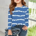 thumbnail image 6 of Abcomgle Girls Shirts Long Sleeve 7-8 Crewneck Winter T-Shirts for Girls Casual Basic Top for Girls Trendy Striped Colorblock Blouses for Girls 6-7 Years,Blue, 6 of 6