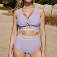 thumbnail image 1 of Traje de baño de moda para mujer, conjuntos de bikini de cintura alta, dos piezas, traje de baño con nudo recortado, traje de baño de nailon para mujer, 1 of 8