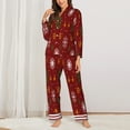 thumbnail image 3 of Junzan Merry Christmas Print Womens Pajama Sets,Long Sleeve Button Down For Women Pjs 2 Piece, 3 of 9