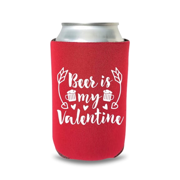Valentine's Beer Can Coolers, Beer Is My Valentine, Funny Valentine's Coolies, Drink Accessory, Beer Coolies, Gag Gift and Party Favors (Red)
