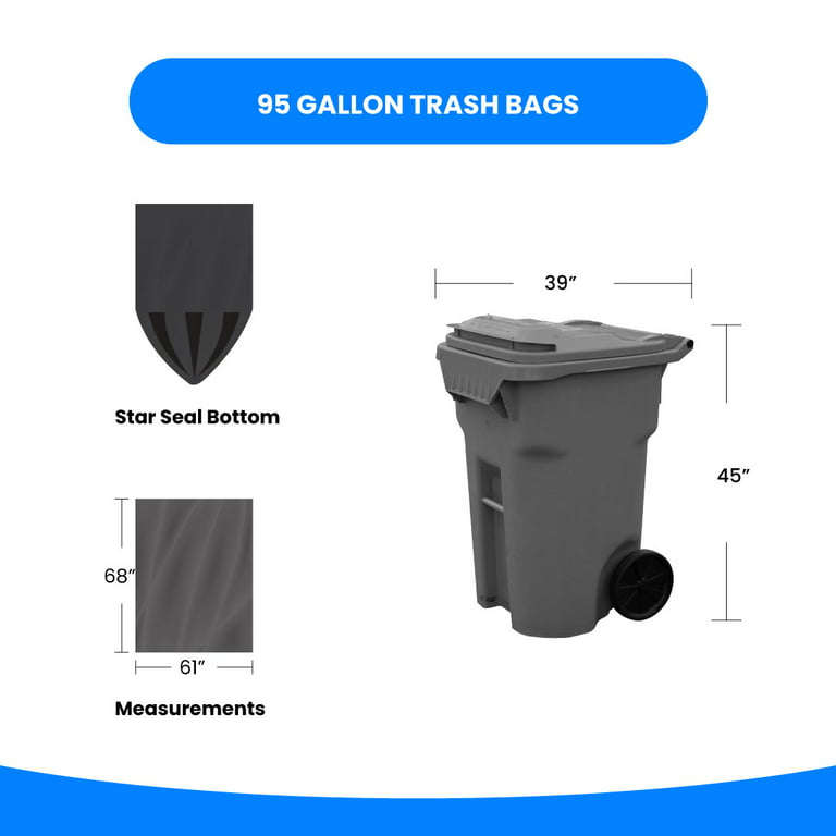95 Gallon Trash Bags Super Big Mouth Large Industrial 95 GAL