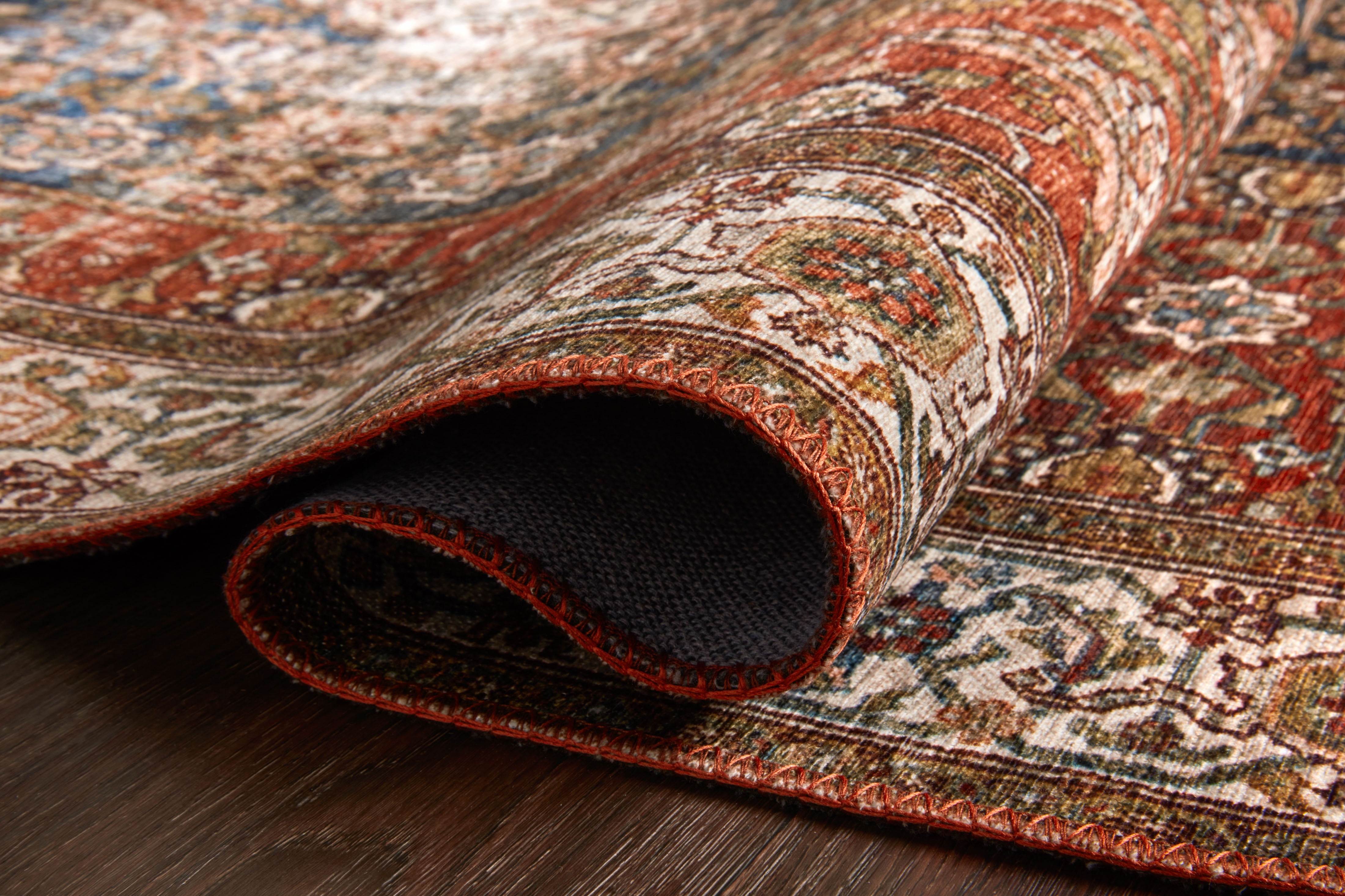 Loloi II Layla Printed Oriental Distressed Ocean / Multi Area Rug