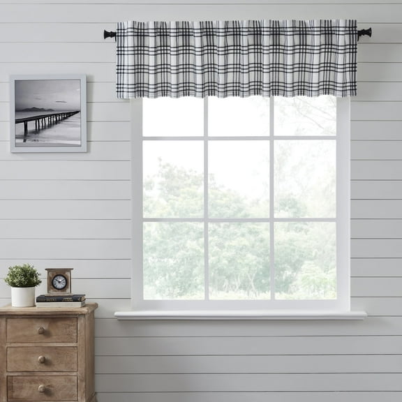 VHC Brands, Sawyer Mill Plaid Valance, Black, 16x90