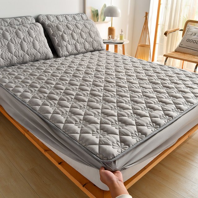 Nouvelle Arrivée Housse de Matelas Matelassée Anti-Acariens Douce Ponçage Simple Grand Tout Compris Housse de Lit Matelassée Non Incluse Taie d'Oreiller