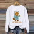 thumbnail image 2 of Telankuip Litter's Full Sweatshirts for Women Funny Leisure Merry Christmas Cute Cats Graphic Printed Pullovers Casual Crewneck Long Sleeve Plus Size Hoodless Top 1-White XL, 2 of 3