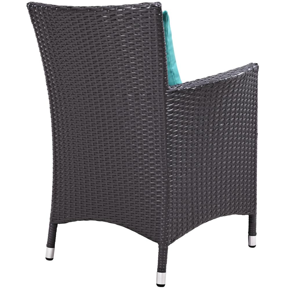 Modway Convene 4 Piece Outdoor Patio Dining Set in Espresso Turquoise