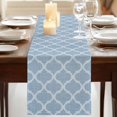 thumbnail image 3 of Table Runners 36 Inches Long Dress Scarves, Sky Blue Morocco Farmhouse Kitchen/Dining Table Runner, Short Coffee Tablerunners, Farmhouse Geometric Quatrefoil Grid 13x36 Inch, 3 of 9