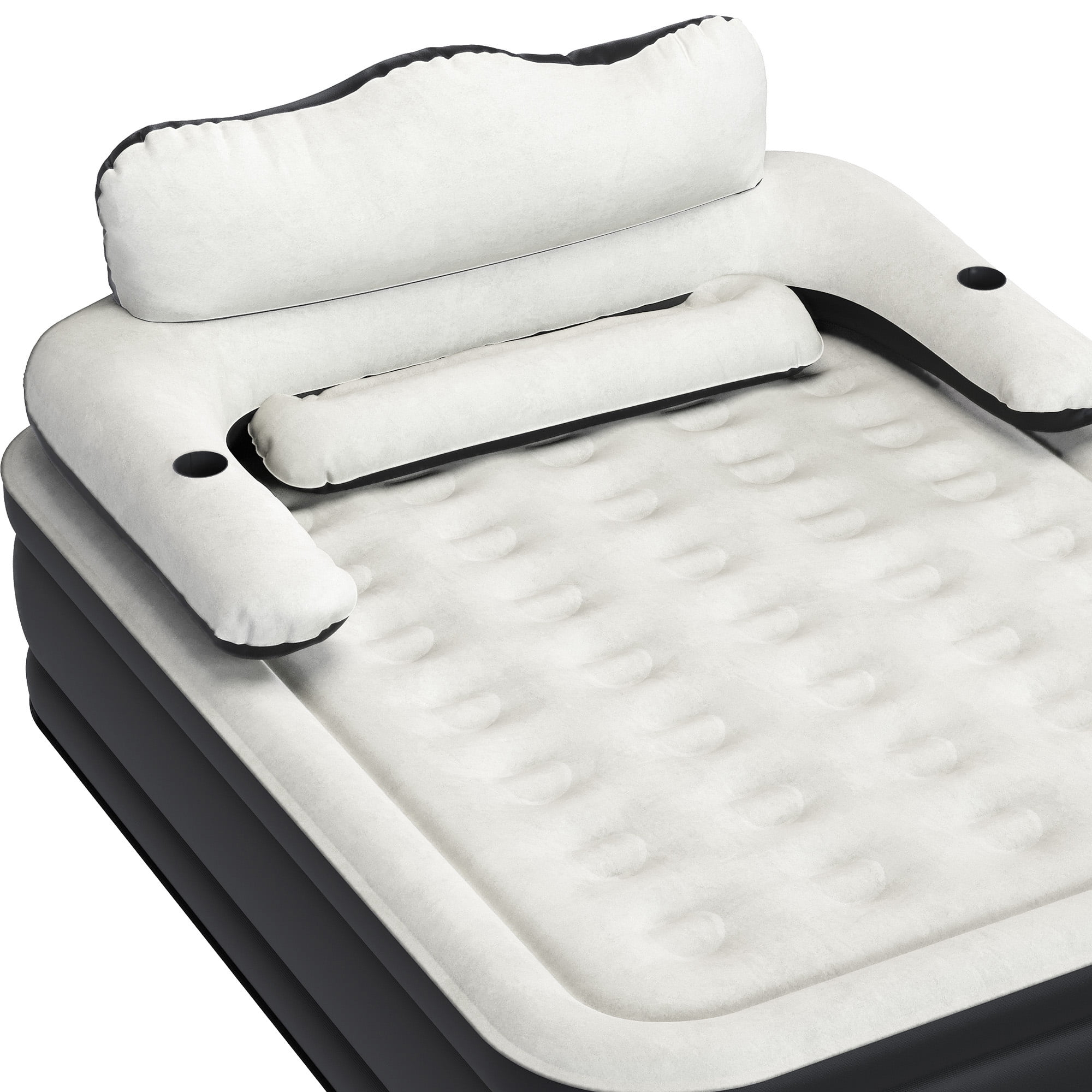 Uforic Queen Size Air Bed with Detachable Headboard & Integrated Pump, 18in Inflatable Mattress with Accessories for Home, Outdoors, and Travel