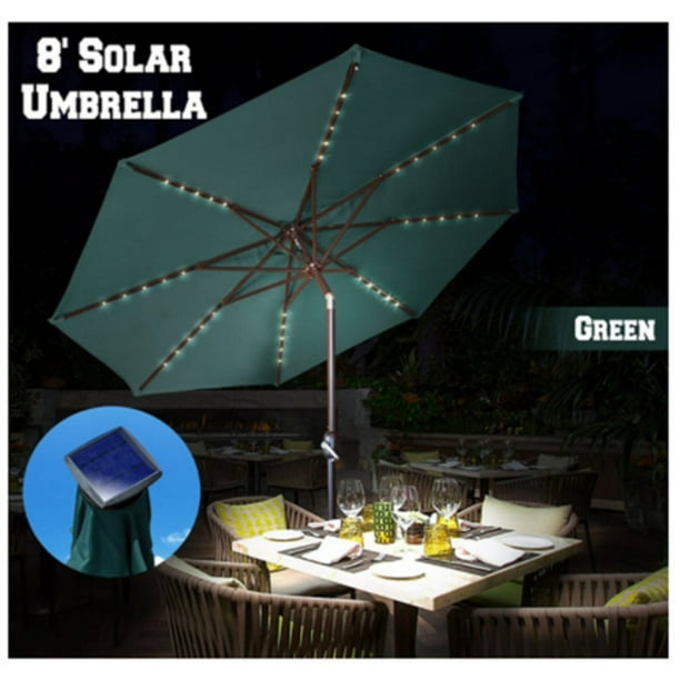 Sunrise 8 Ft Aluminum Solar Light Tilt Patio Umbrella Walmart Com Walmart Com