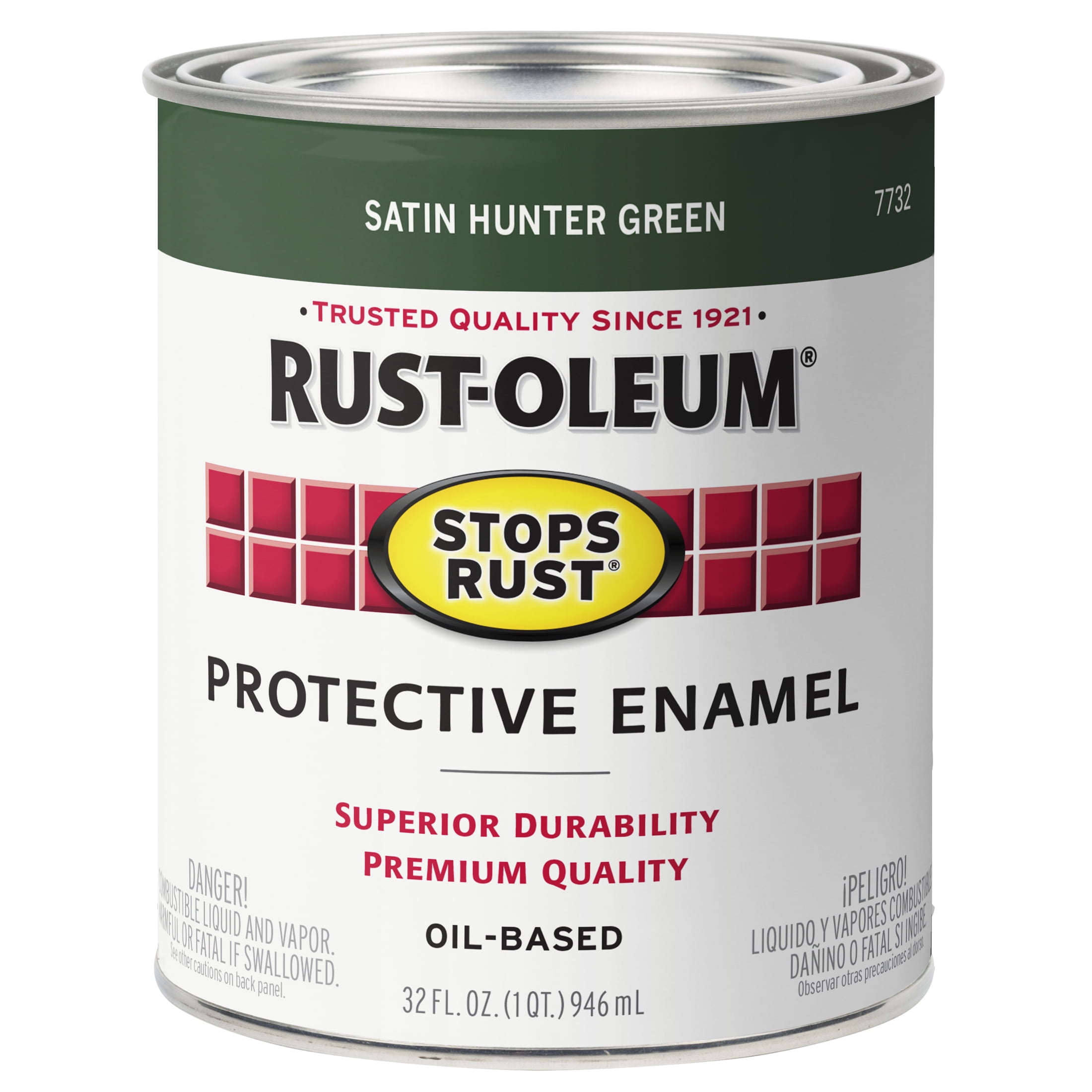 2 Pack, Hunter Green (450 Voc), Rust-Oleum Stops Rust Satin Protective Enamel- 7732502, Quart