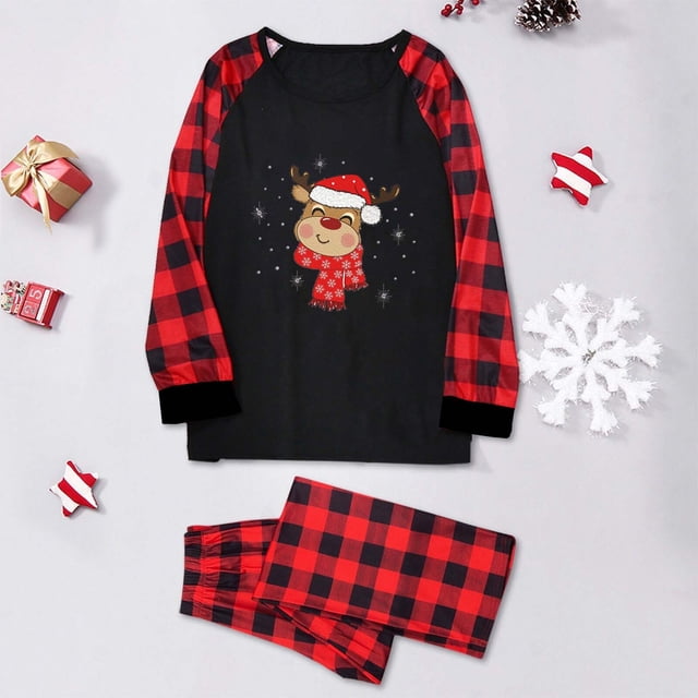 Pjs Matching Christmas Men Printed Blouse Tops+Pants Family Matching Pajamas Set Plus Size Pajamas on Clearance
