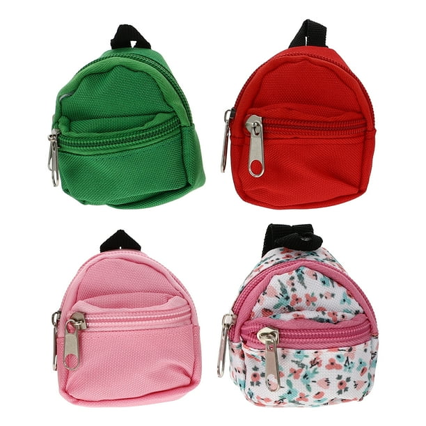 KAKOWELY 4 mini mochilas para muñecas, adorables mochilas con cremallera, accesorios para muñecas DIY.