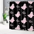 thumbnail image 3 of Spooky Halloween Shower Curtain Decor, Gothic Horror Halloween Pink and Black Ghost Shower Curtains 72 X84 inch Polyester Fabric Bathroom Decoration Bath Curtains Hooks Included, 3 of 6