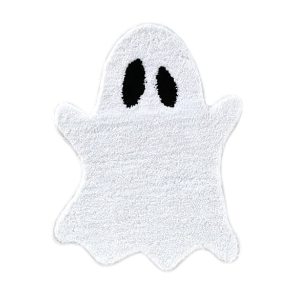 Ghost Shaped Bath Mat Tufted Non-Slip Rug for Halloween Decor and Bathroom Floor