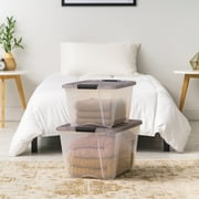 IRIS 32 Qt. Plastic Storage Bin with Lid, Stackable Storage Containers, Tote