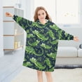 thumbnail image 5 of Dailycode Wearable Blanket Hoodie Oversized Sherpa Flannel Blankets with Pocket for 3-14 Year Old Crocodile and Leaf, 5 of 7
