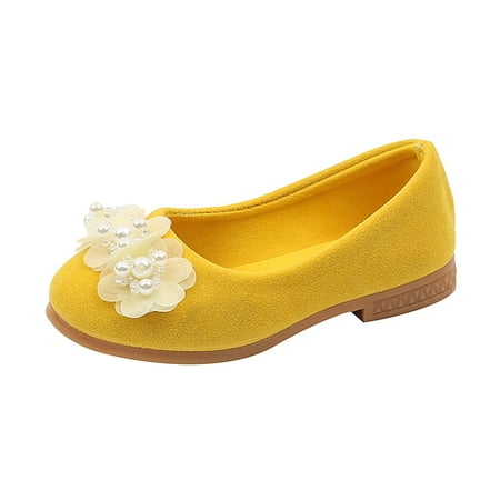 Gvdentm Toddler Girls Dress Shoes Little Kids School Uniform Shoes Formal Casual Oxfords Wedding Loafer Flats Purple Shoes for Girls (9.5 Yellow)
