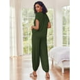 thumbnail image 4 of Ekouaer Two Piece Outfits Lounge Sets for Women Sweater Sets Knit Short Sleeve Tops Jogger Pants Matching Tracksuit, 4 of 6