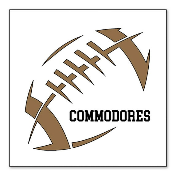 DistinctInk Custom Bumper Sticker - 6" x 6" Decorative Decal - White Background - Commodores Football - Gold, Black