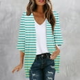 thumbnail image 2 of AherBiu Womens Cardigans Lightweight 3/4 Sleeve Striped Open Front Cardigans Fall Trendy Casual Outerwear, 2 of 5