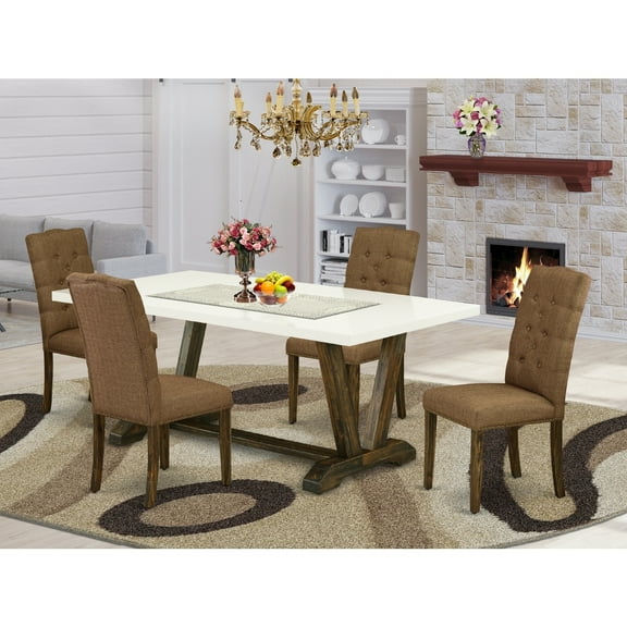 Dining Room Table Set 5 Piece Modern Dinette Set with 4 Parson Chairs