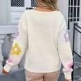 thumbnail image 7 of Oplxuo Cute Daisy Print Chunky Sweaters for Women 2025 Fall Fashion Cable Knit Long Sleeve Pullover Tops Crewneck Sweatshirt, 7 of 7