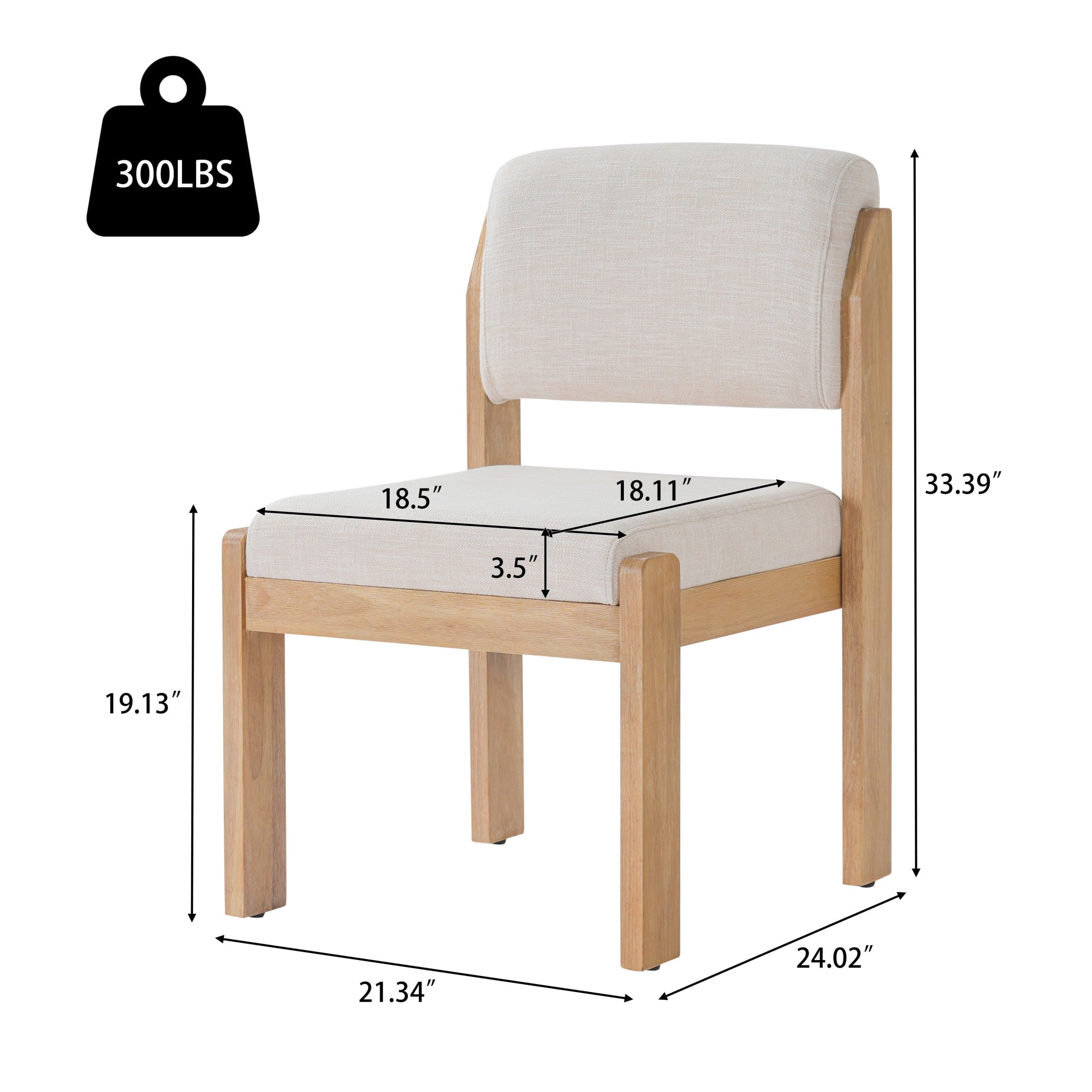 Christopher Knight Home Modern Upholstered Dining Side Chairs, Wood Frame, Natural+Beige, Set of 2