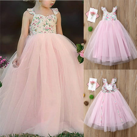 Baby Kids Girls Princess Dress Pageant Wedding Birthday Party Lace Long Dresses