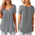 thumbnail image 4 of PENGXIANG Tunique Ample à Col en V pour Femmes, Manches Courtes, Décontractée, Été, Blanche XXXXXL, 4 of 6