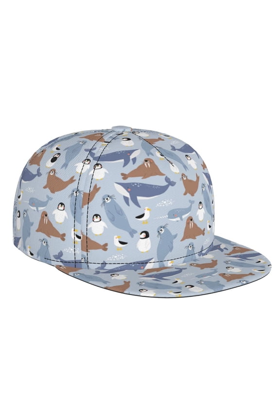 Seal Fox Seagull Whales for Baseball Cap Men Cap Flat Brim for Men Women Teens Adjustable Baseball Cap