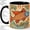 Black, variant on Retro Vintage Koi Fish Coffee Mug, Orange Koi Mug, Morning Tea Cup for Home, Large Scaled Fish with Sunburst Rays and Colorful Floral Waves, Japanese Inspired Pond Art, Aquarist