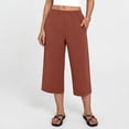 thumbnail image 5 of Aboser Women's Cotton Linen Capri Pants Wide Leg Lounge Pants Elastic High Waisted Capris Solid Color Beach Vacation Trousers Comfy Soft Crop Pants with Pockets, 5 of 9