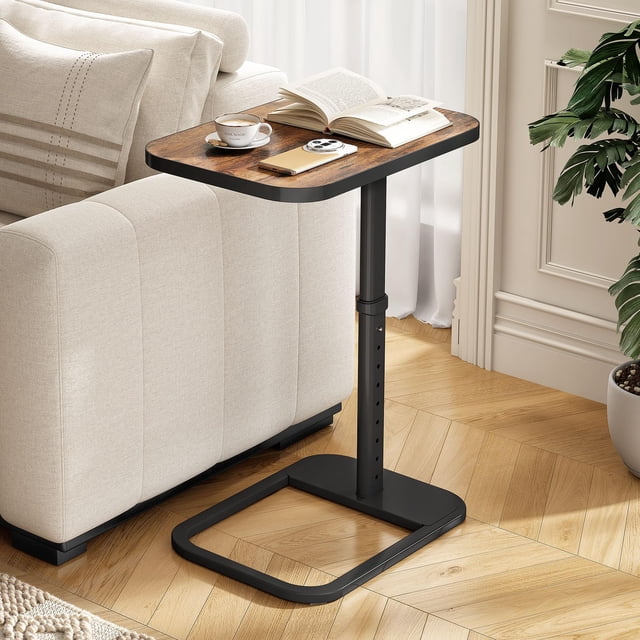 Kitstorack Table de Plateau TV avec Verrou à Panneau, Hauteur Réglable et Conception Rabattable à 90°, Table d'Appoint avec Accoudoirs pour Manger, Portable, Canapé, Lit Ou Petit S