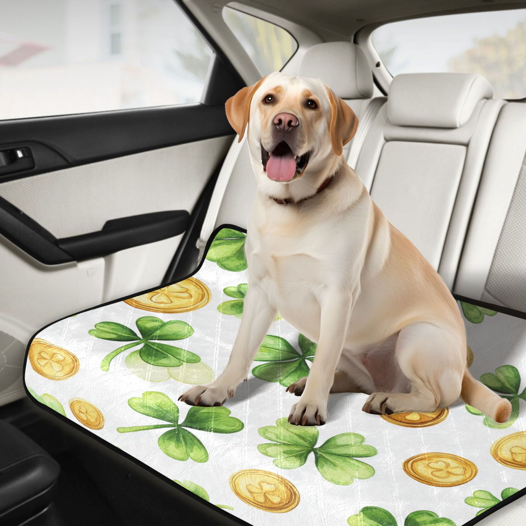 Qxltty St Patricks Shamrock and Gold Coin Patterns Cat litter Pads Pet Set of 2 Diaper Mats Center Anti-leakage Layer Absorbent Soft and Comfortable