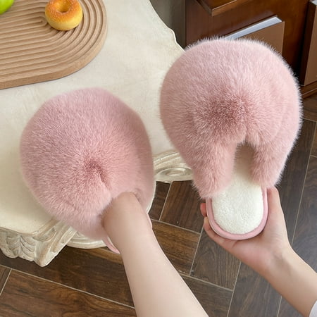 

Fluffy Stuffed Slippers Non-slip Indoor House Shoes Comfy Plush Slip For Home Bedroom