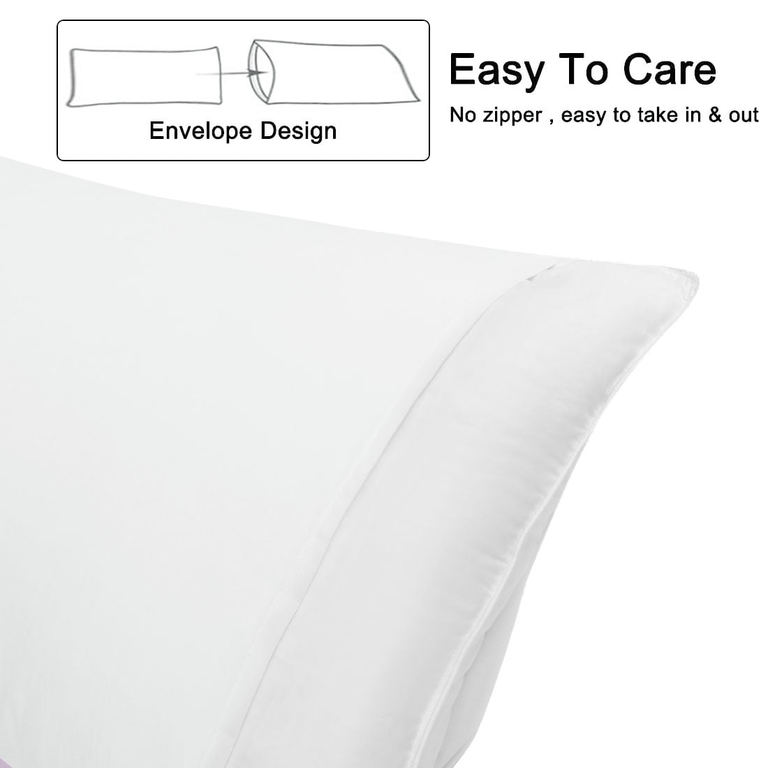 Unique Bargains Microfiber Solid Body Pillow Cover, 20" x 72", White
