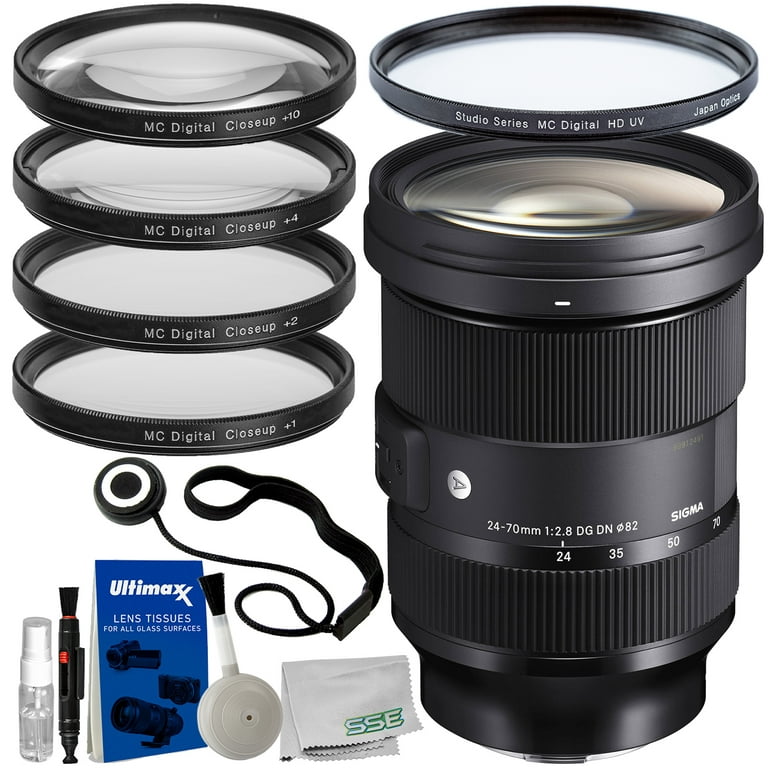 Sigma 24-70mm f/2.8 DG DN Art Lens for Sony E with Starter Accessory  Bundle: Professional UV Filter, 4PC Macro Close-Up Filter Kit (+1, +2, +4,  +10 Diopter) & More 
