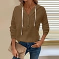 thumbnail image 2 of Comdrip Waffle Hoodie Women, Tops Pullover Women Casual Button Autumn Solid Winter Hoodie Women's Blouse Womens Hoodies Brown 3XL, 2 of 5