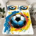 thumbnail image 2 of Homewish Gamer Soccer Full Size Sheets 4-Piece for Female Men Adults,Graffiti Splash Breathable Bed Sheets,Sport Theme Lightweight Sheet Sets,Luxury Bedroom Decor, 2 of 7