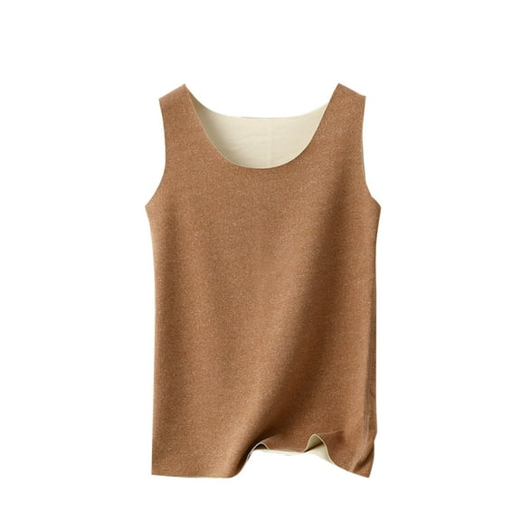 Busydd Womens Tank Tops Casual Round Neck Thermal Underwear Shirts Solid Color Sleeveless Camisole Tops Comfort Cotton Underwear