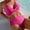 Hot Pink, variant on Women's 2 Piece Wrap Bikini Swimsuit, Halter V Neck Crop Top with High Waist Tummy Control Brief, Quick Dry Bathing Suit for Beach Pool