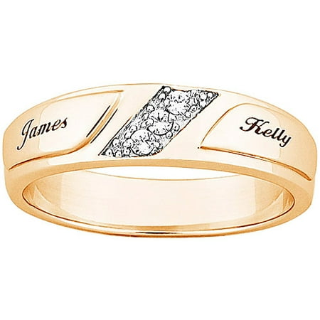 Personalized 18kt Gold-Plated Cubic Zirconia Wedding Band