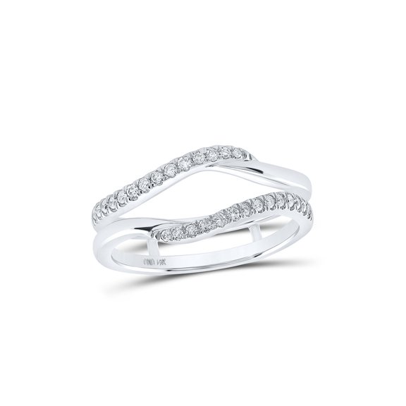 14kt White Gold Womens Round Diamond Wrap Enhancer Wedding Band 1/5 Cttw