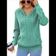 thumbnail image 1 of Sudadera de Lana Extragrande con Capucha y Colores Contrastantes para Mujer, de Punto, con Cuello en V, Informal, con Bolsillos Verde L, 1 of 8