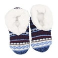 thumbnail image 4 of Women's Sock Slippers Non Winer Sandals Cute Cozy Striped Fuzzy Warm Indoor Outdoor House Shoes (Navy One Size), 4 of 4