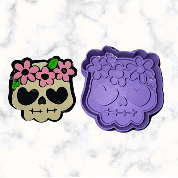 Skull Cookie Cutter with Stamp Option