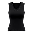 thumbnail image 5 of Alun Womens Summer V-Neck Lace Tank Tops 2026 Sleeveless Elegant Casual Trendy Going out Camisole Stretch Slim Fit Solid Color Daily Wear Black L, 5 of 5
